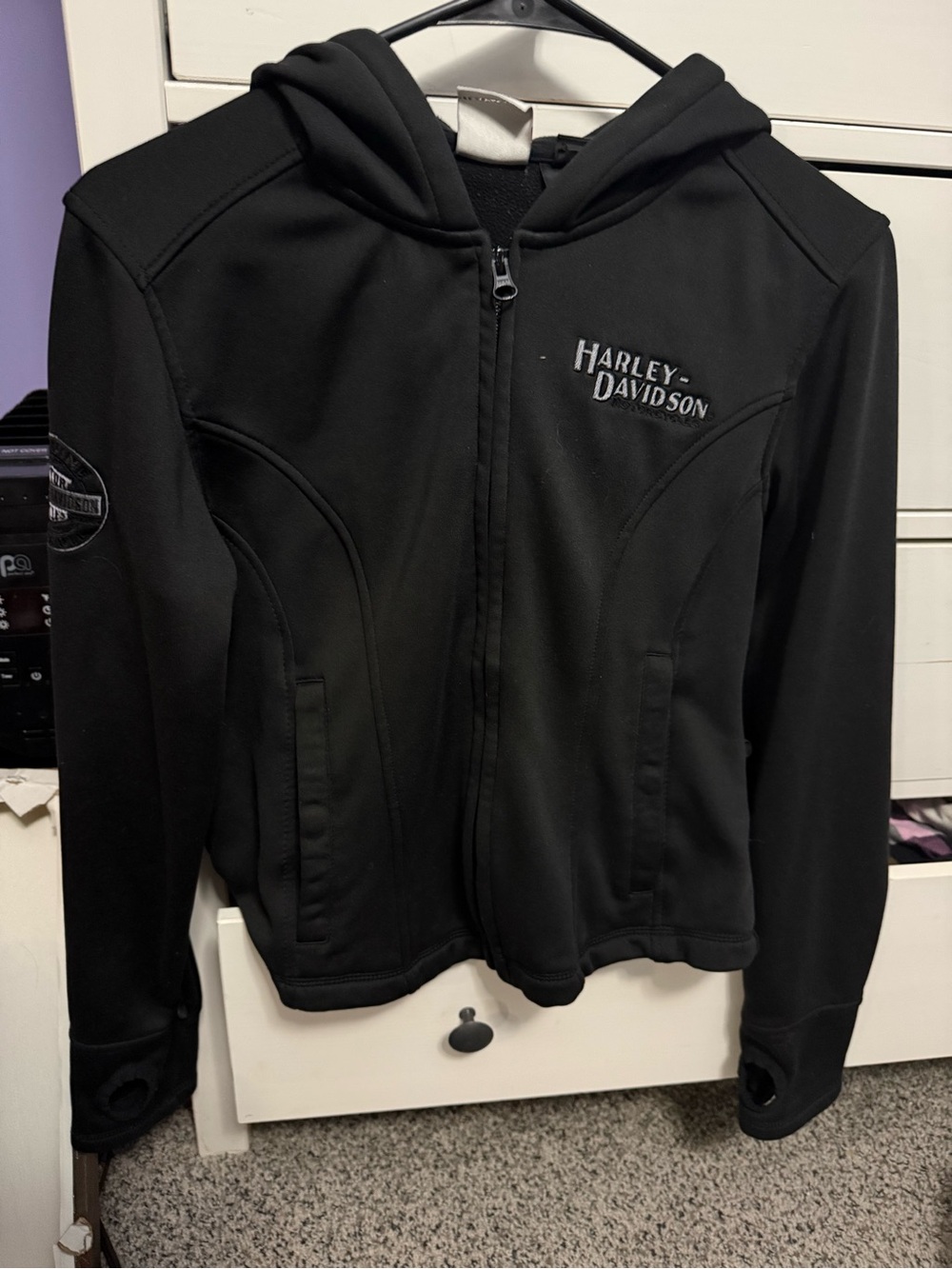 Harley-Davidson Black Embroidered Logo zip up Hoodie